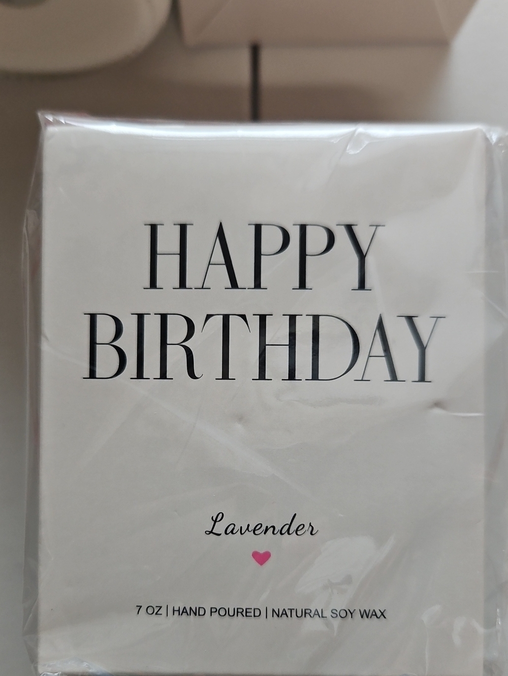 Happy Birthday Lavender Soy Candle - White